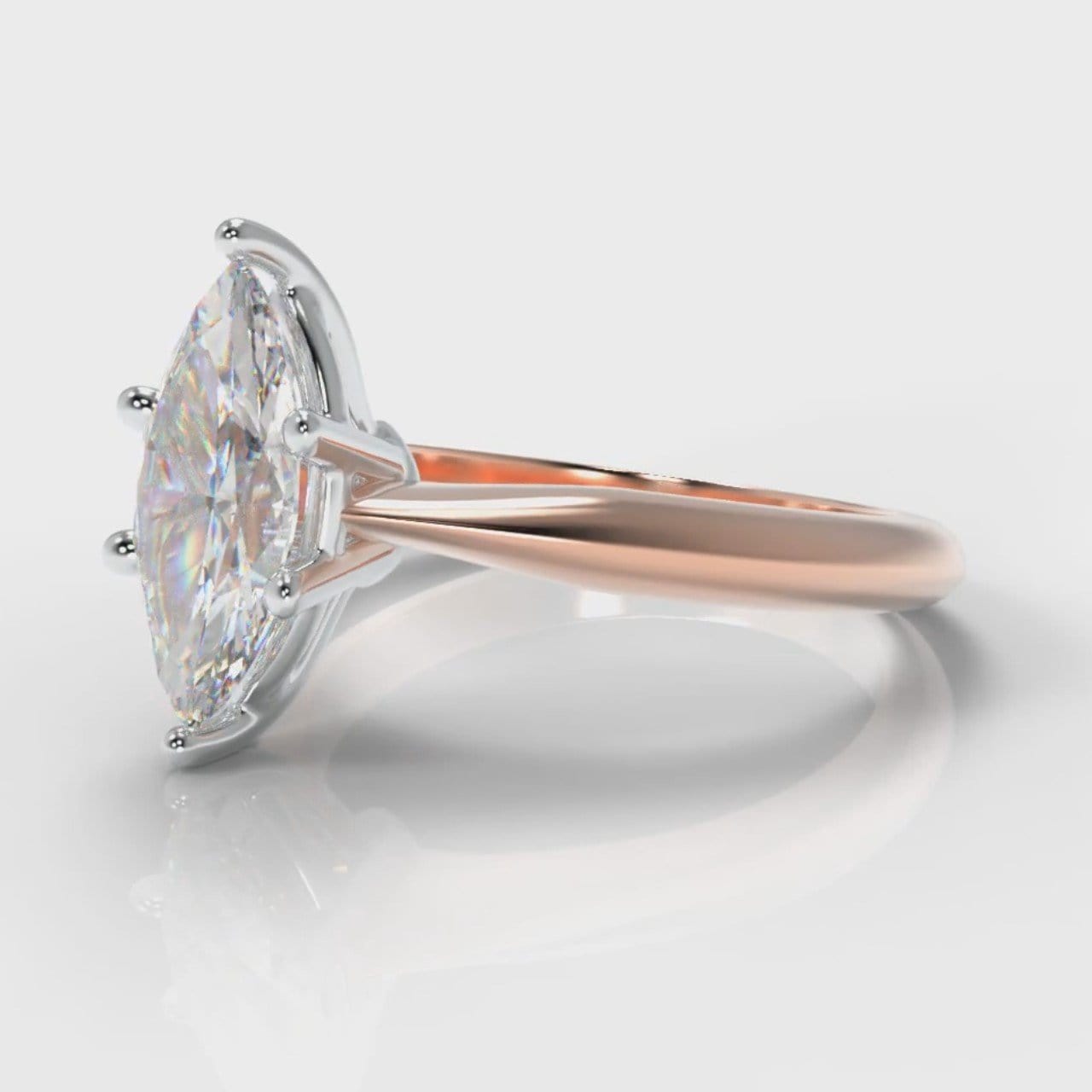 Star Solitaire Marquise Diamond Engagement Ring - Rose Gold