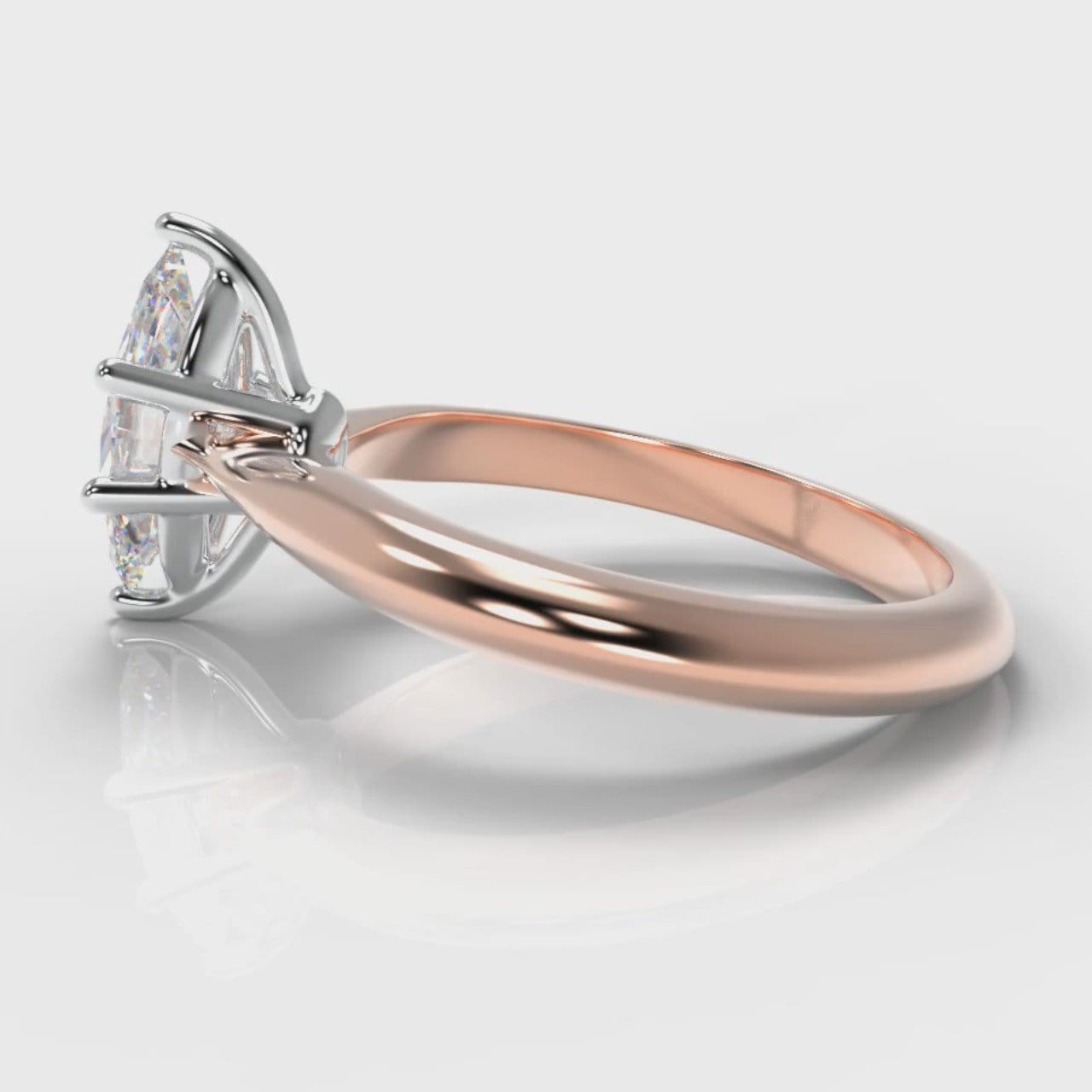 Star Solitaire Marquise Diamond Engagement Ring - Rose Gold