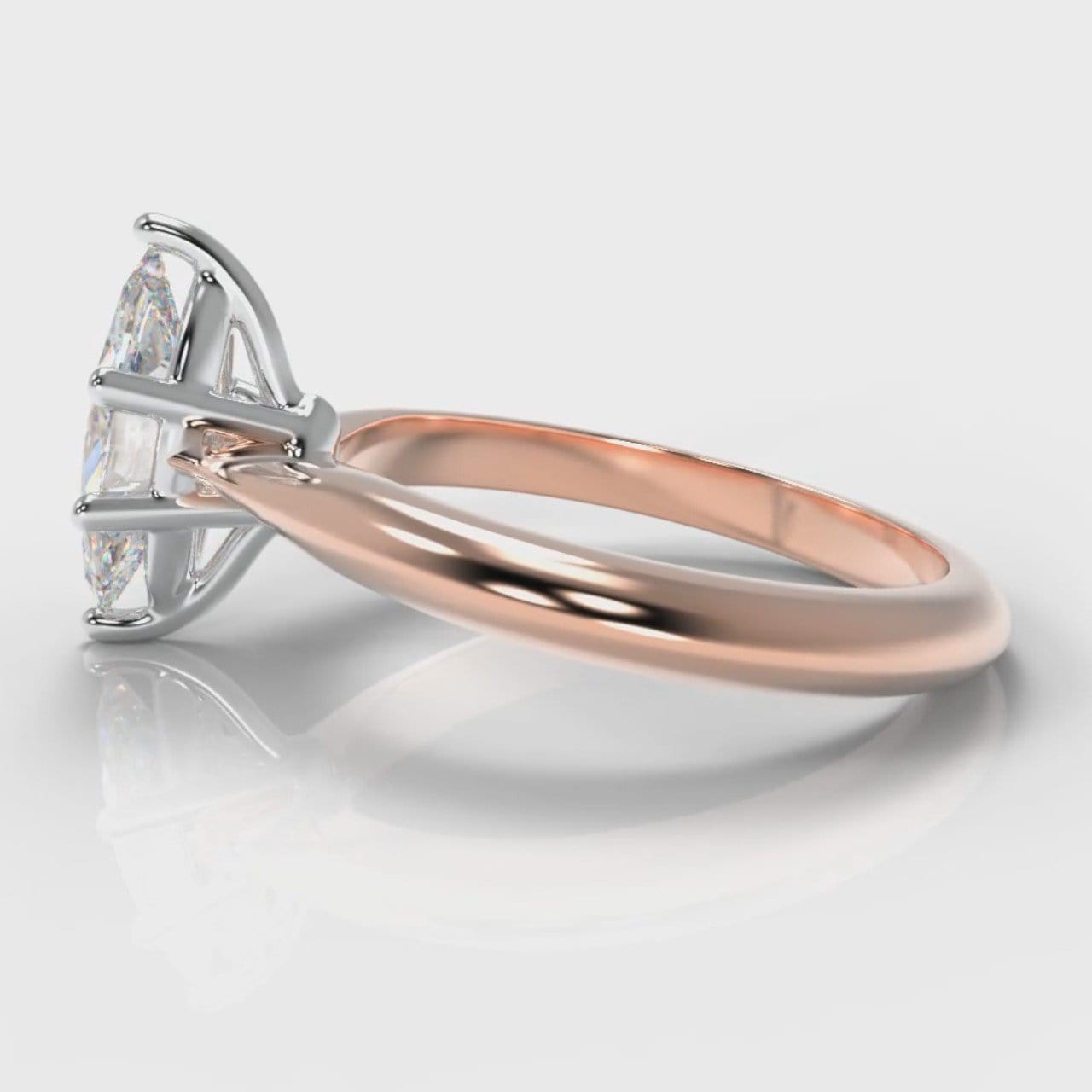 Star Solitaire Marquise Diamond Engagement Ring - Rose Gold