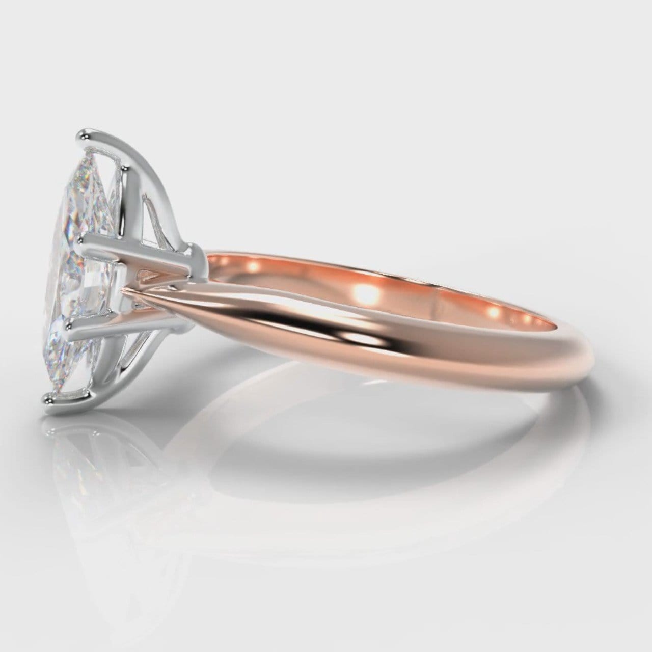 Star Solitaire Marquise Diamond Engagement Ring - Rose Gold