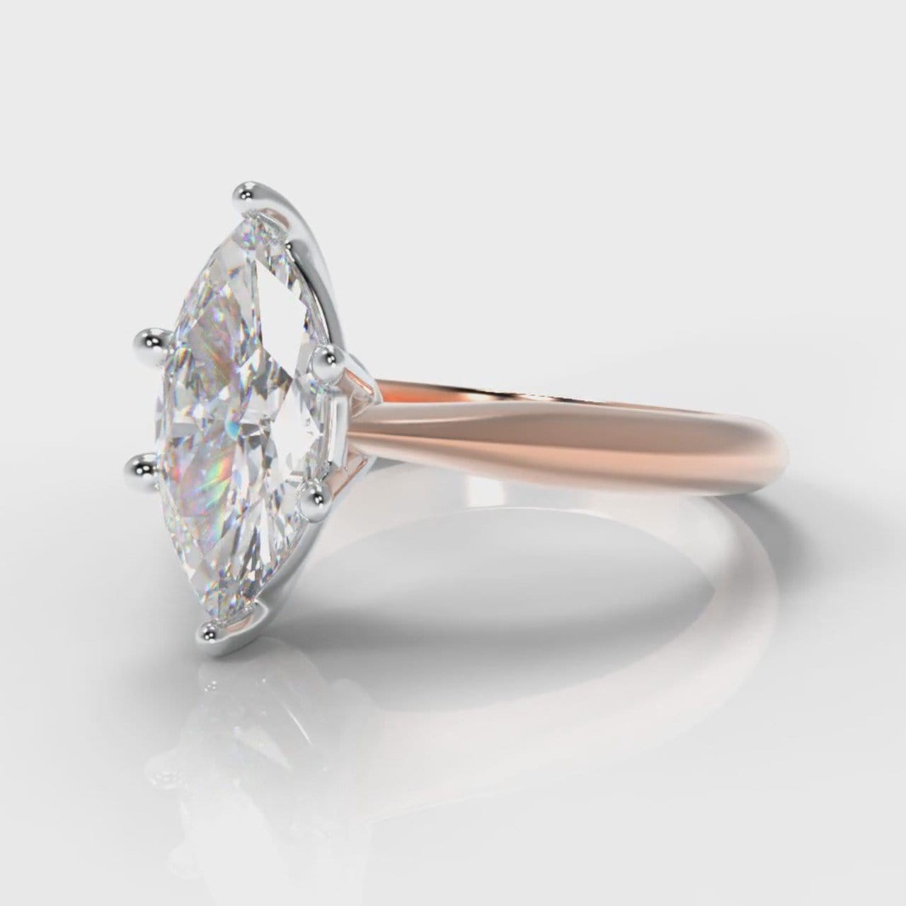 Star Solitaire Marquise Diamond Engagement Ring - Rose Gold