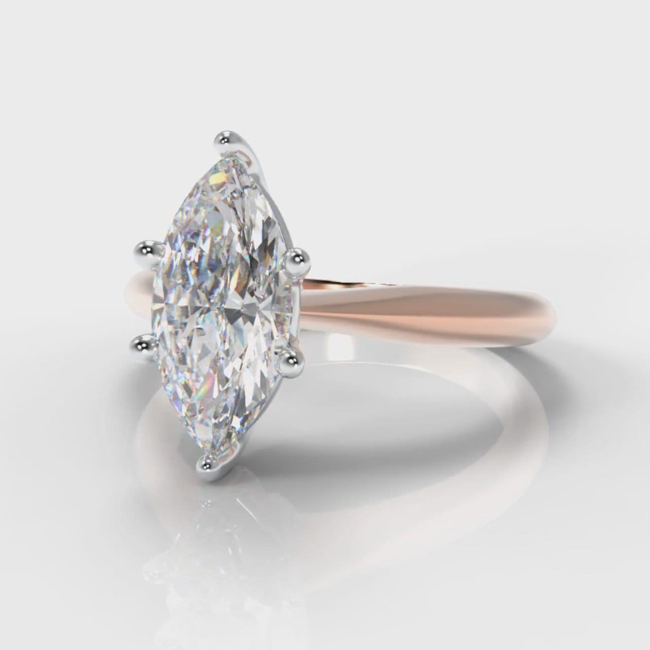 Star Solitaire Marquise Diamond Engagement Ring - Rose Gold