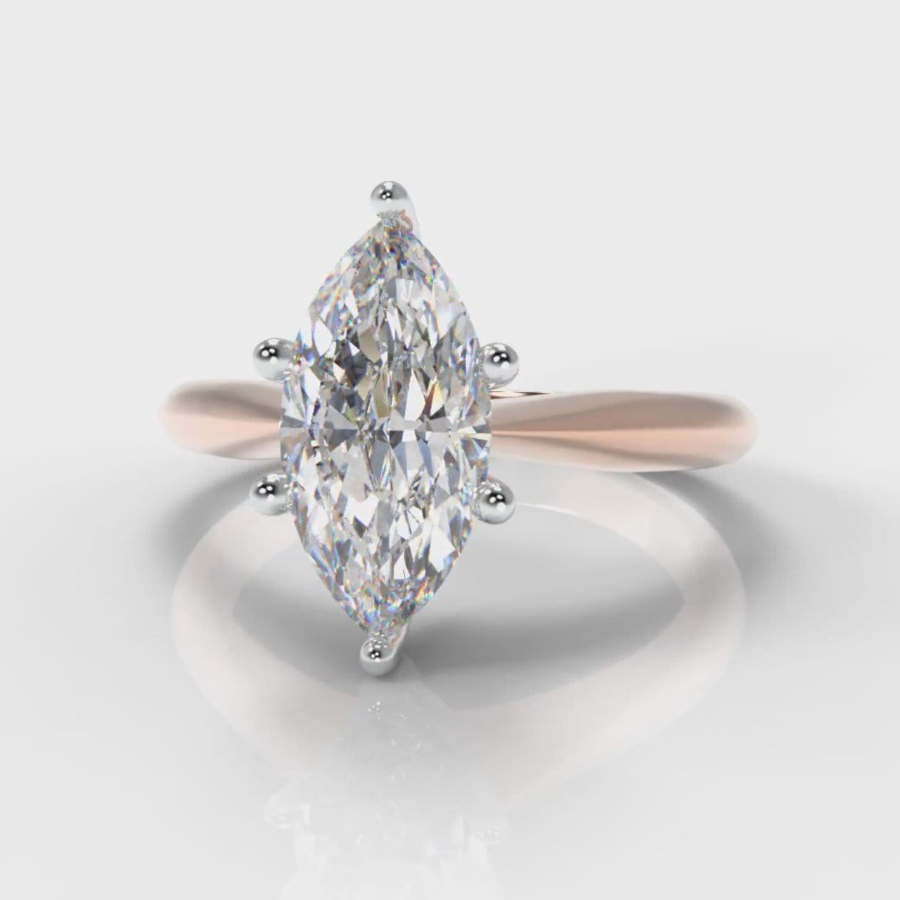 Star Solitaire Marquise Diamond Engagement Ring - Rose Gold