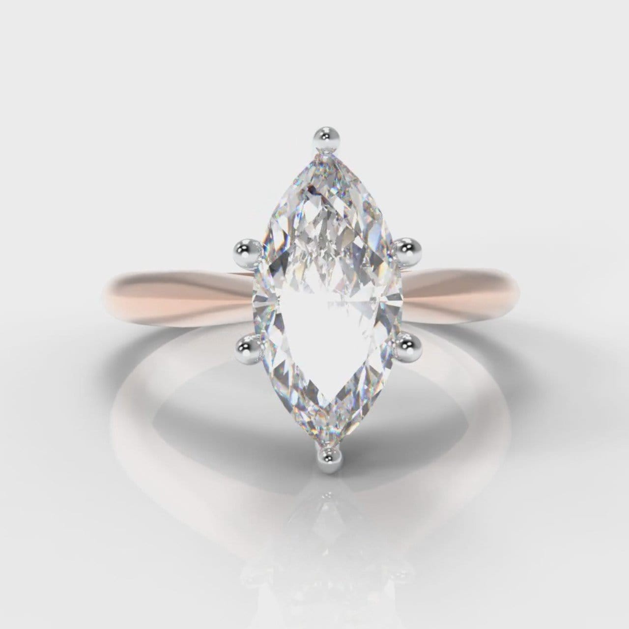 Star Solitaire Marquise Diamond Engagement Ring - Rose Gold