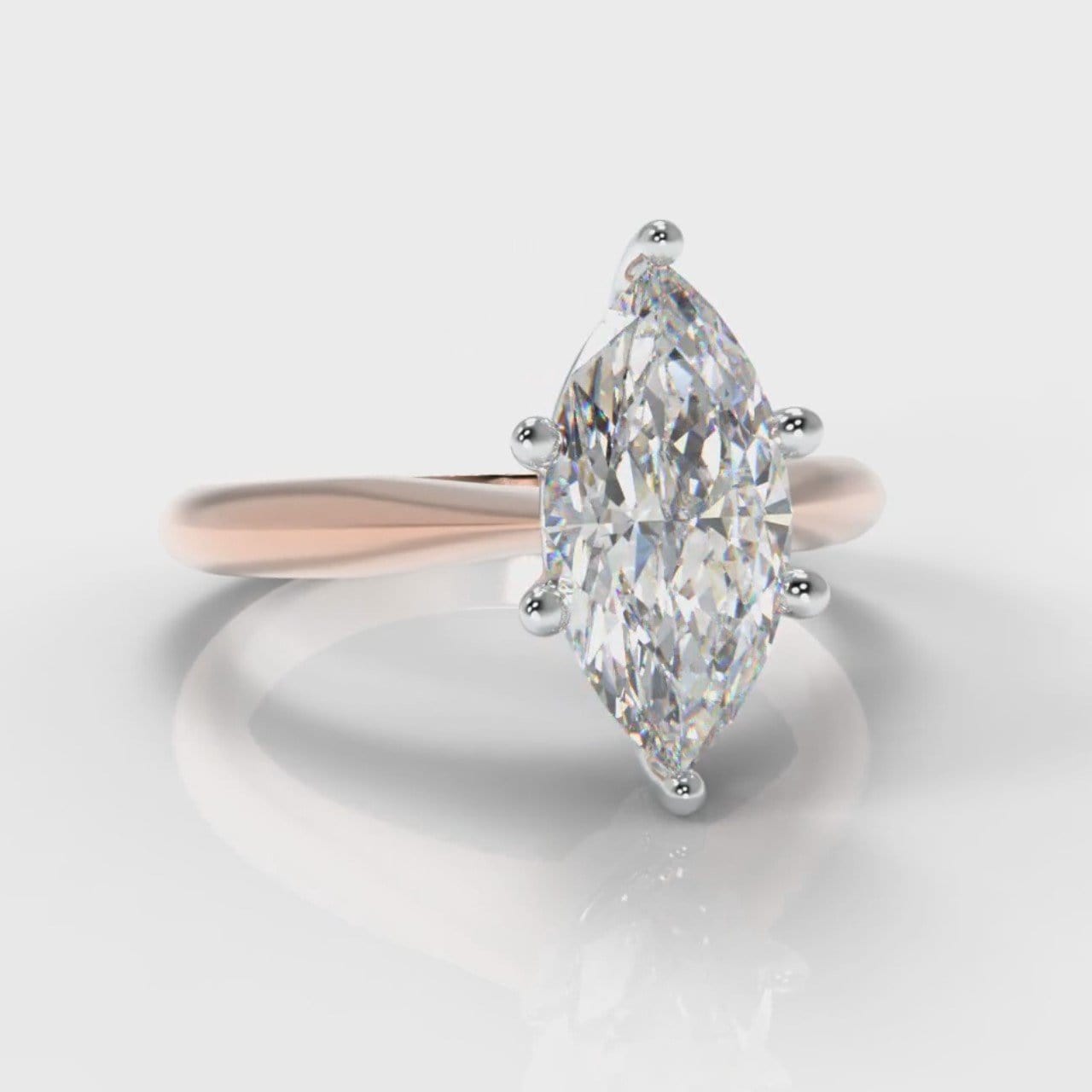 Star Solitaire Marquise Diamond Engagement Ring - Rose Gold