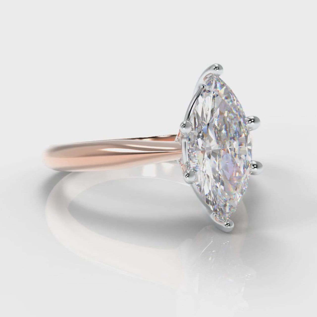 Star Solitaire Marquise Diamond Engagement Ring - Rose Gold