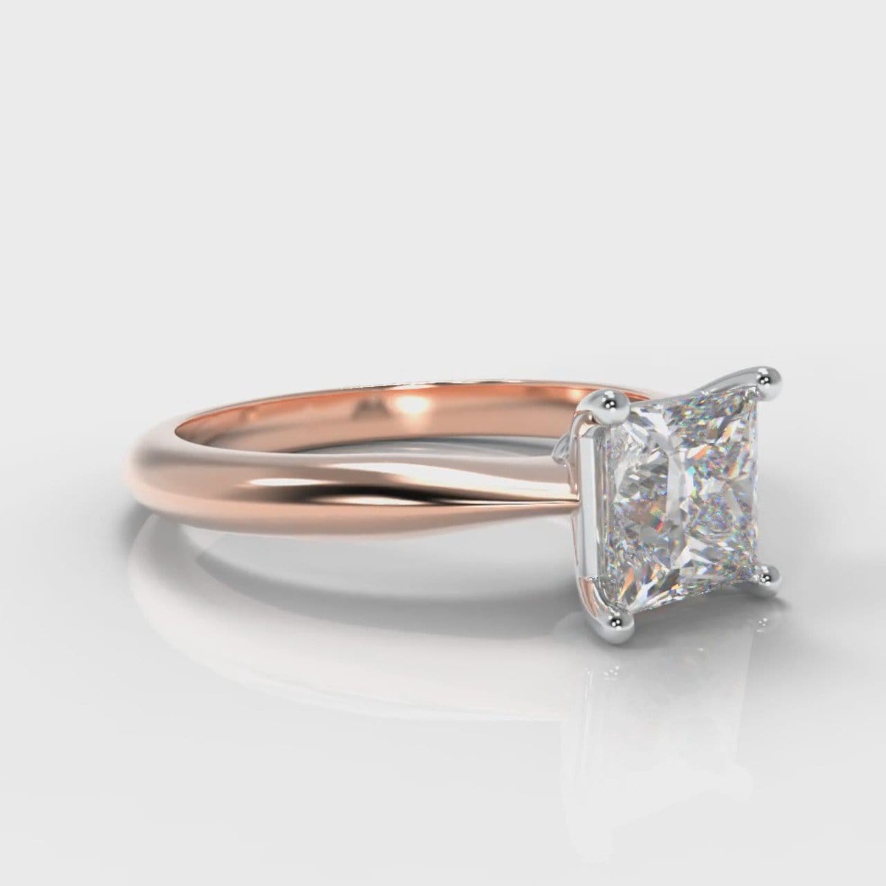 Carrée Solitaire Princess Cut Diamond Engagement Ring - Rose Gold
