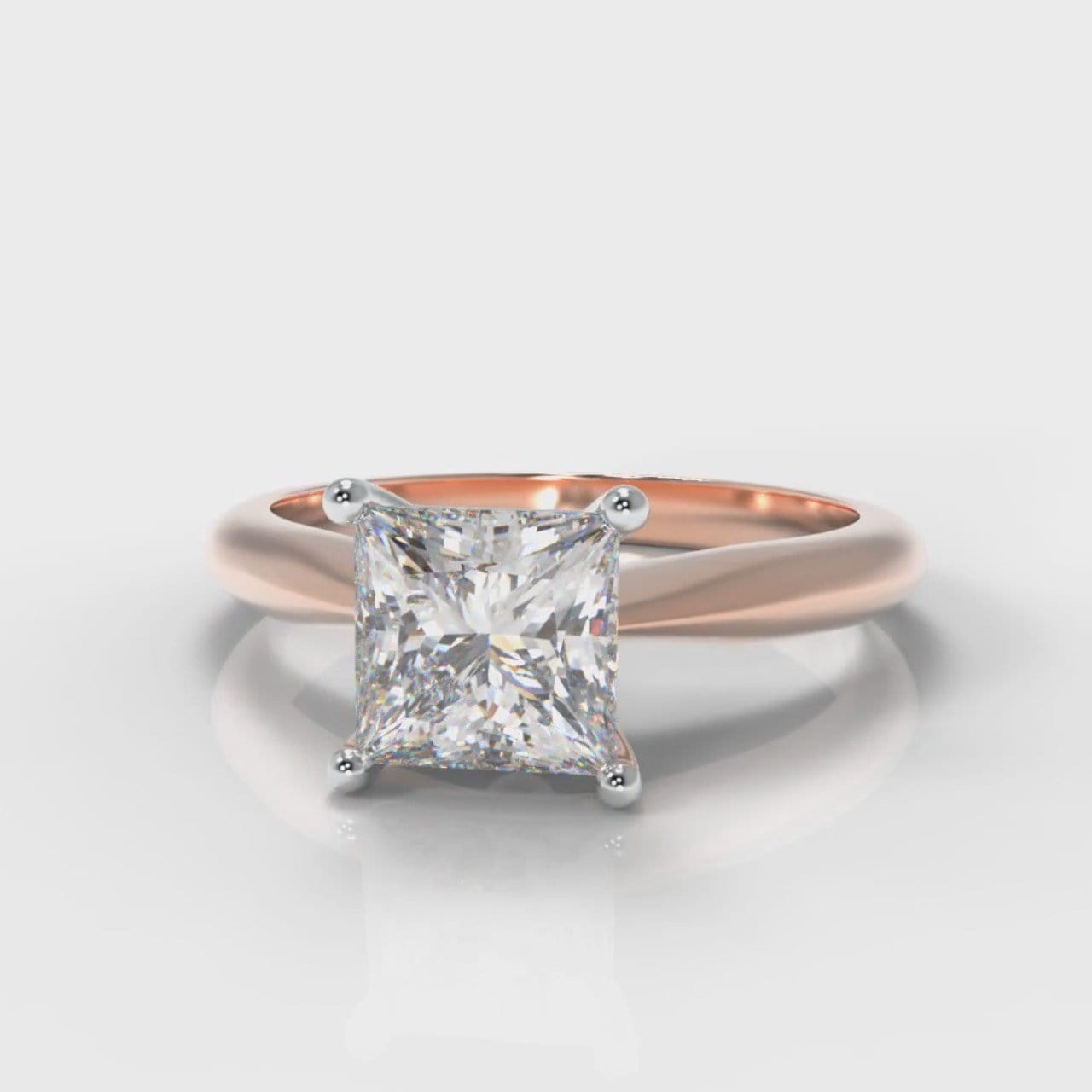 Carrée Solitaire Princess Cut Diamond Engagement Ring - Rose Gold