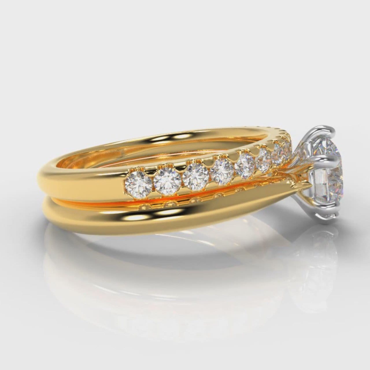 Star Solitaire Round Brilliant Bridal Set - Yellow Gold