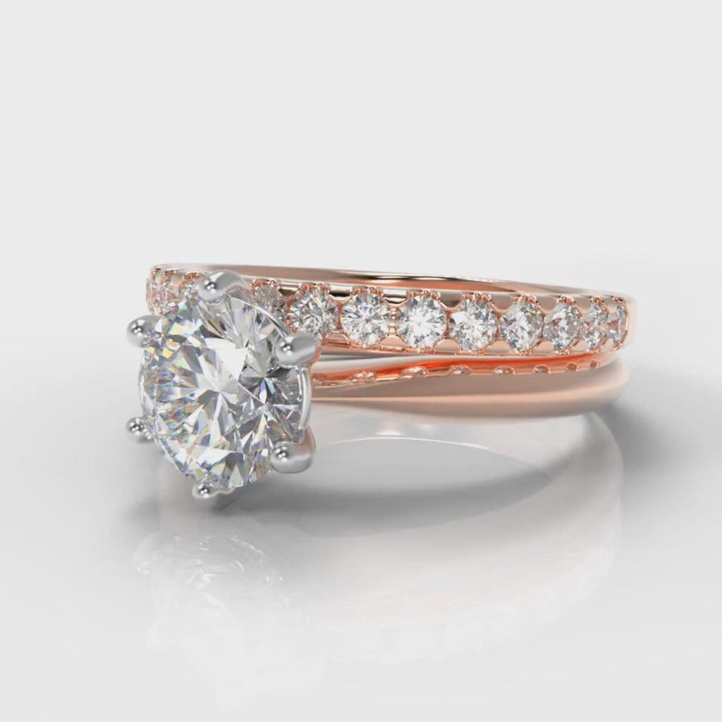 Star Solitaire Round Brilliant Bridal Set - Rose Gold