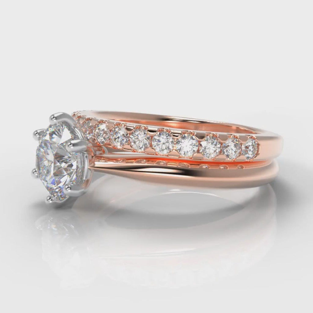 Star Solitaire Round Brilliant Bridal Set - Rose Gold
