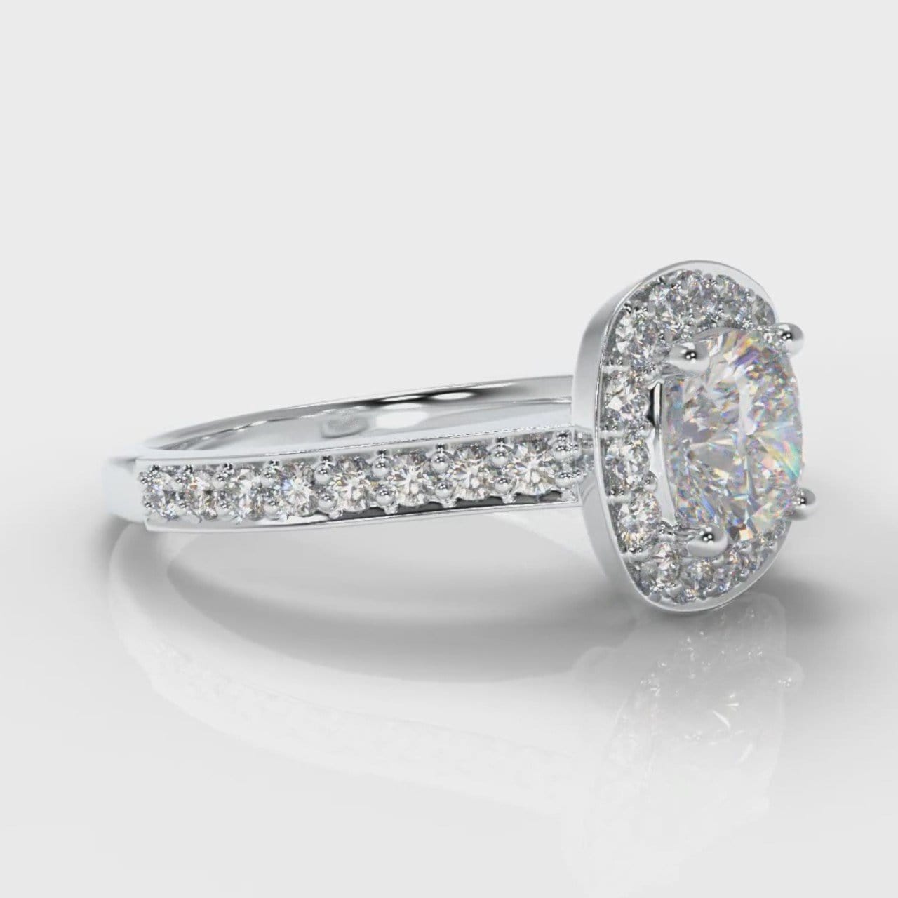 Pavé Cushion Cut Diamond Halo Engagement Ring