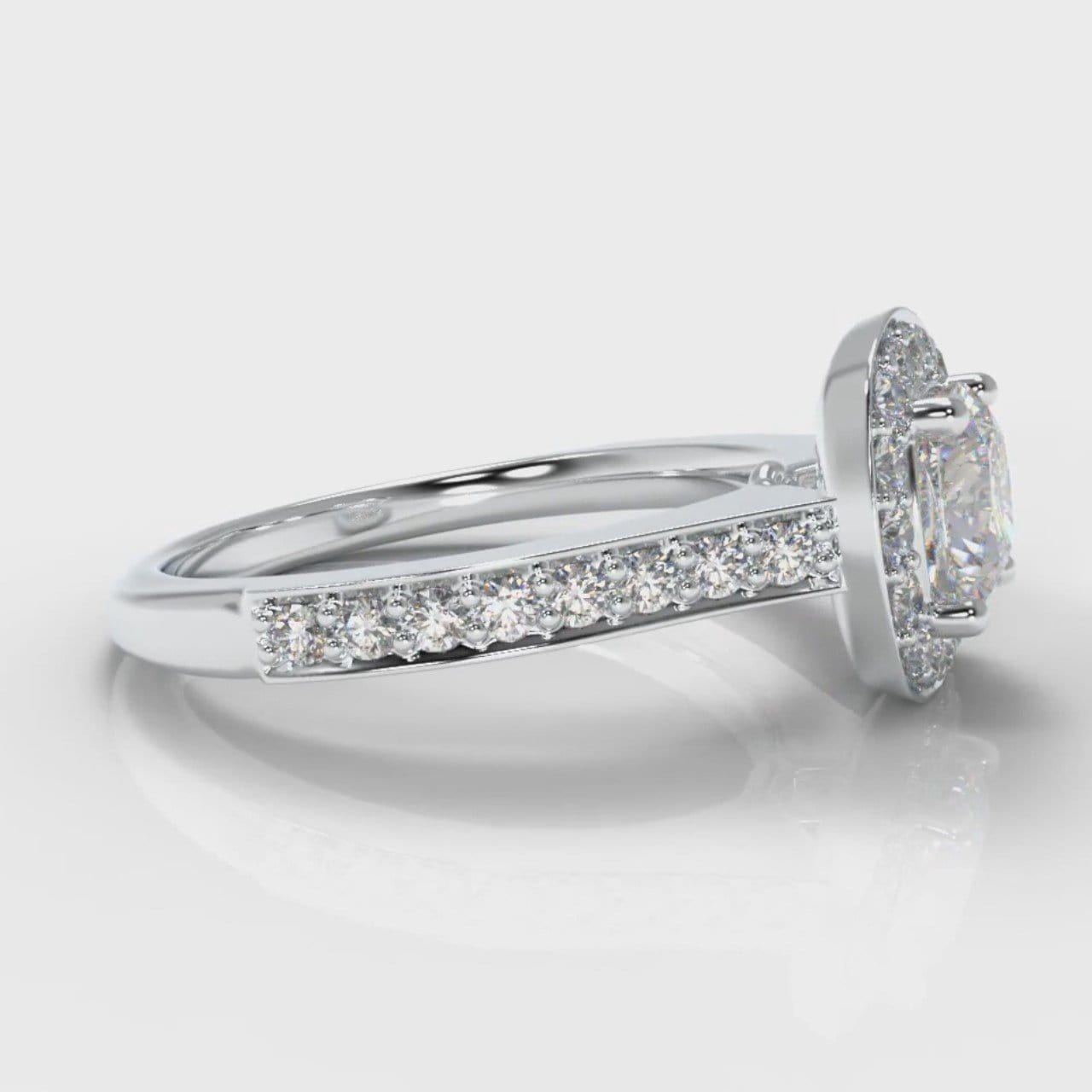 Pavé Cushion Cut Diamond Halo Engagement Ring