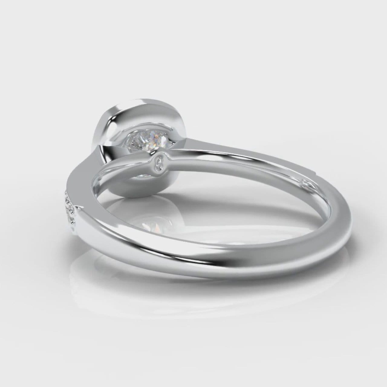 Pavé Cushion Cut Diamond Halo Engagement Ring
