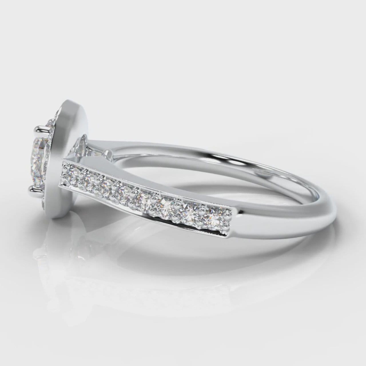Pavé Cushion Cut Diamond Halo Engagement Ring
