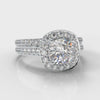 Pavé Cushion Cut Diamond Halo Bridal Set