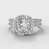 Pavé Cushion Cut Diamond Halo Bridal Set