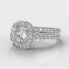Pavé Cushion Cut Diamond Halo Bridal Set