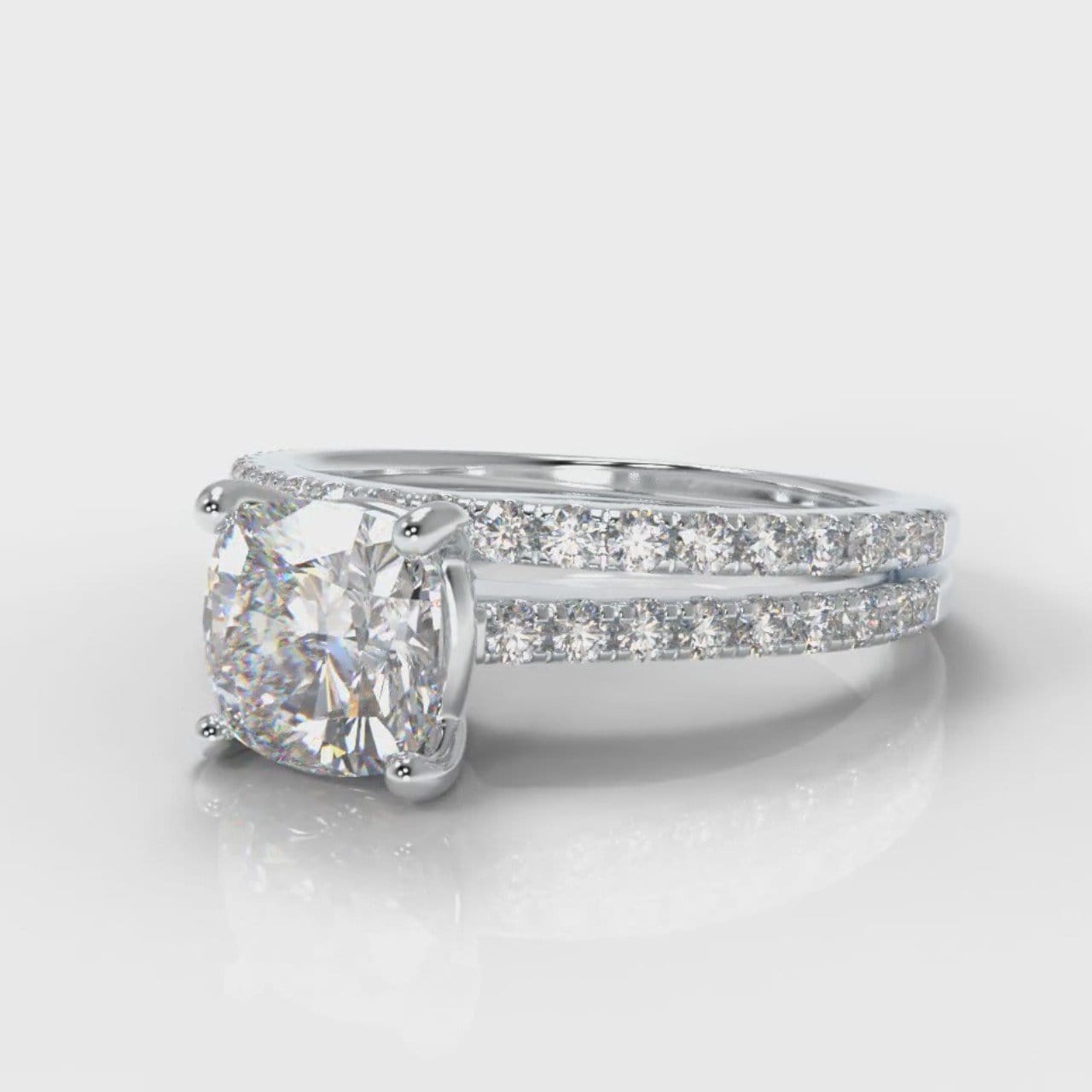 Petite Micropavé Cushion Cut Diamond Bridal Set