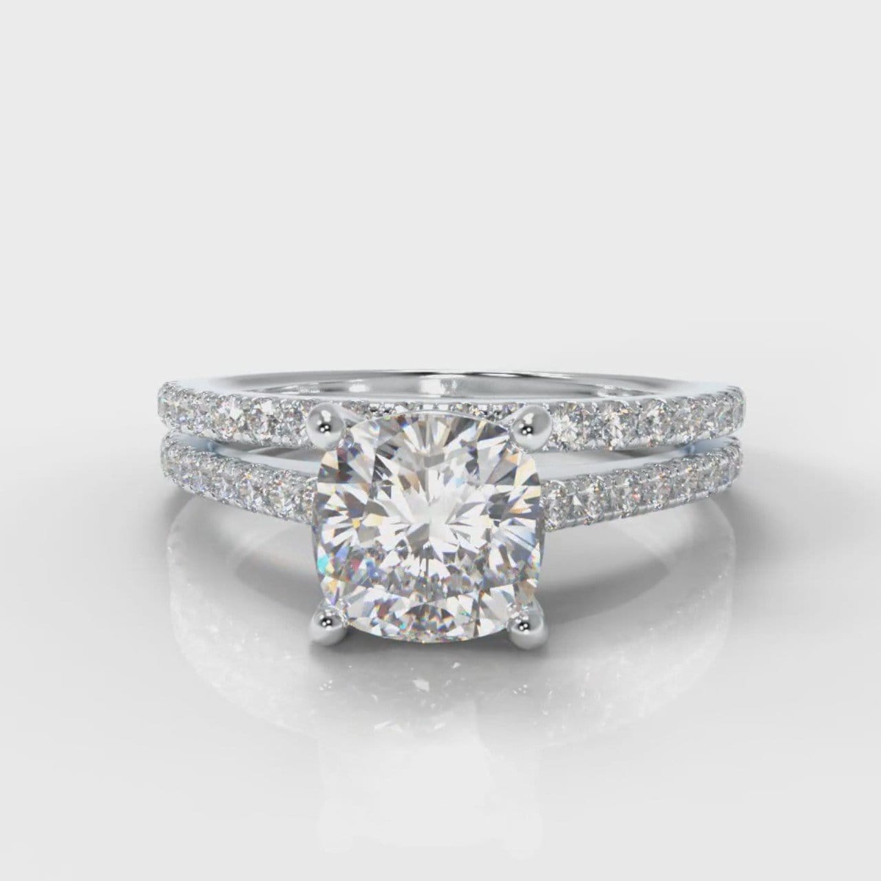 Petite Micropavé Cushion Cut Diamond Bridal Set