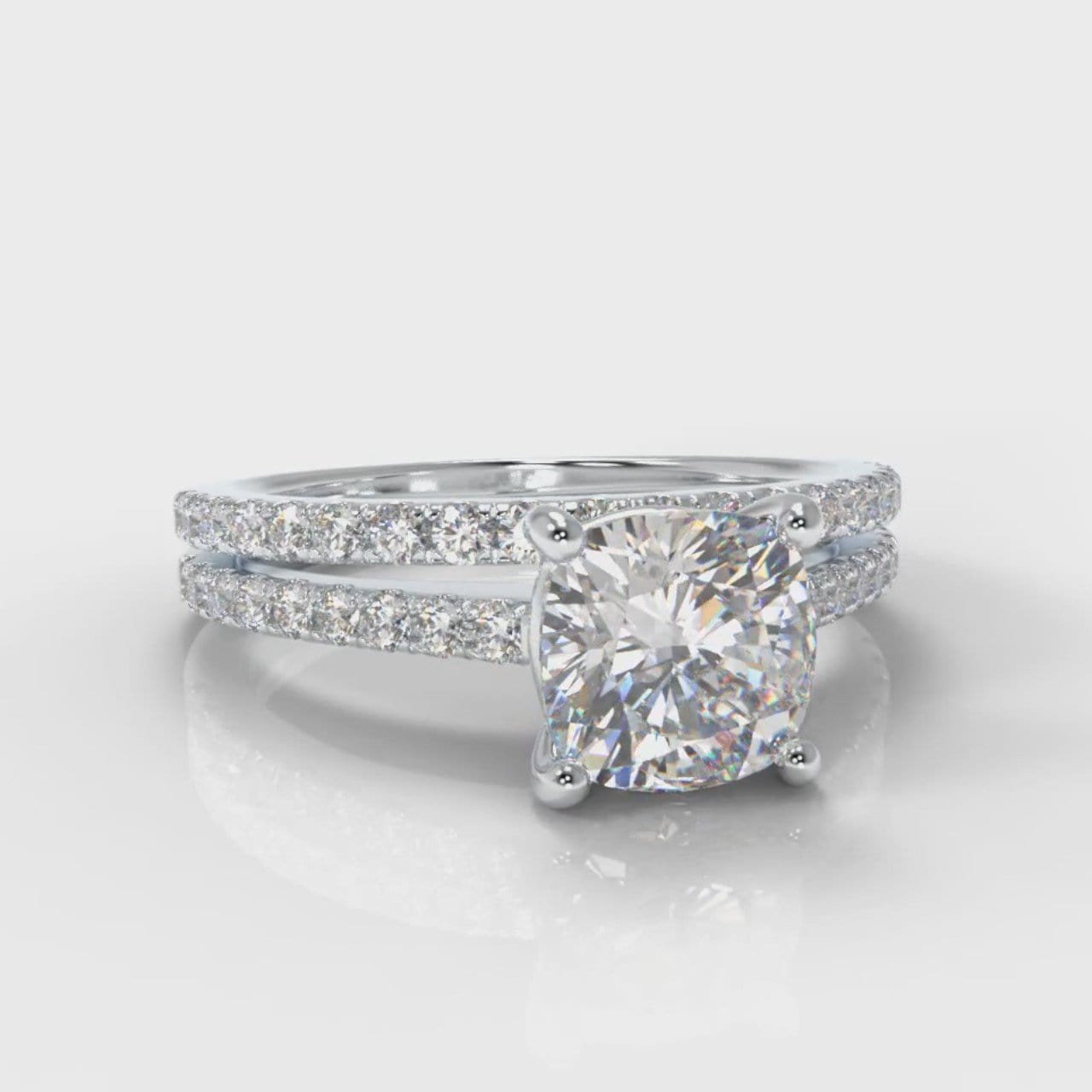 Petite Micropavé Cushion Cut Diamond Bridal Set