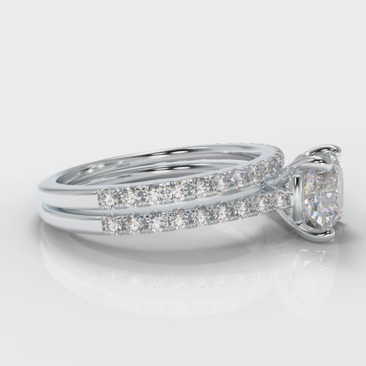 Petite Micropavé Cushion Cut Diamond Bridal Set