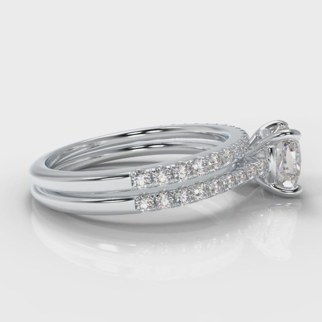Petite Micropavé Cushion Cut Diamond Bridal Set