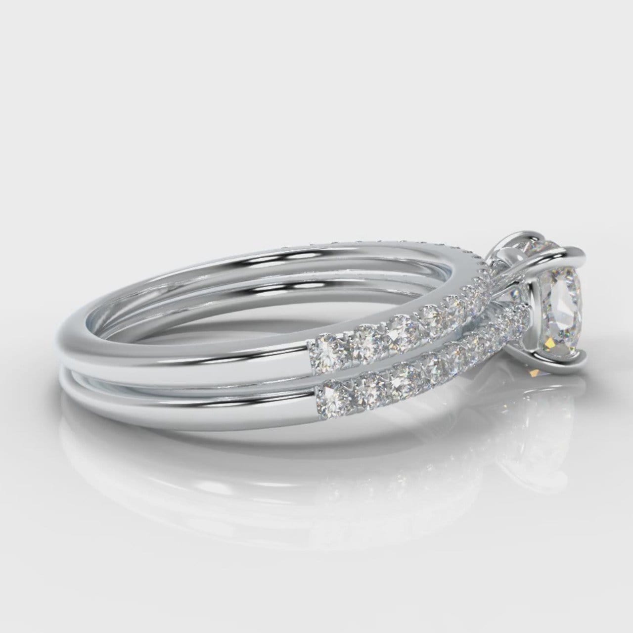 Petite Micropavé Cushion Cut Diamond Bridal Set