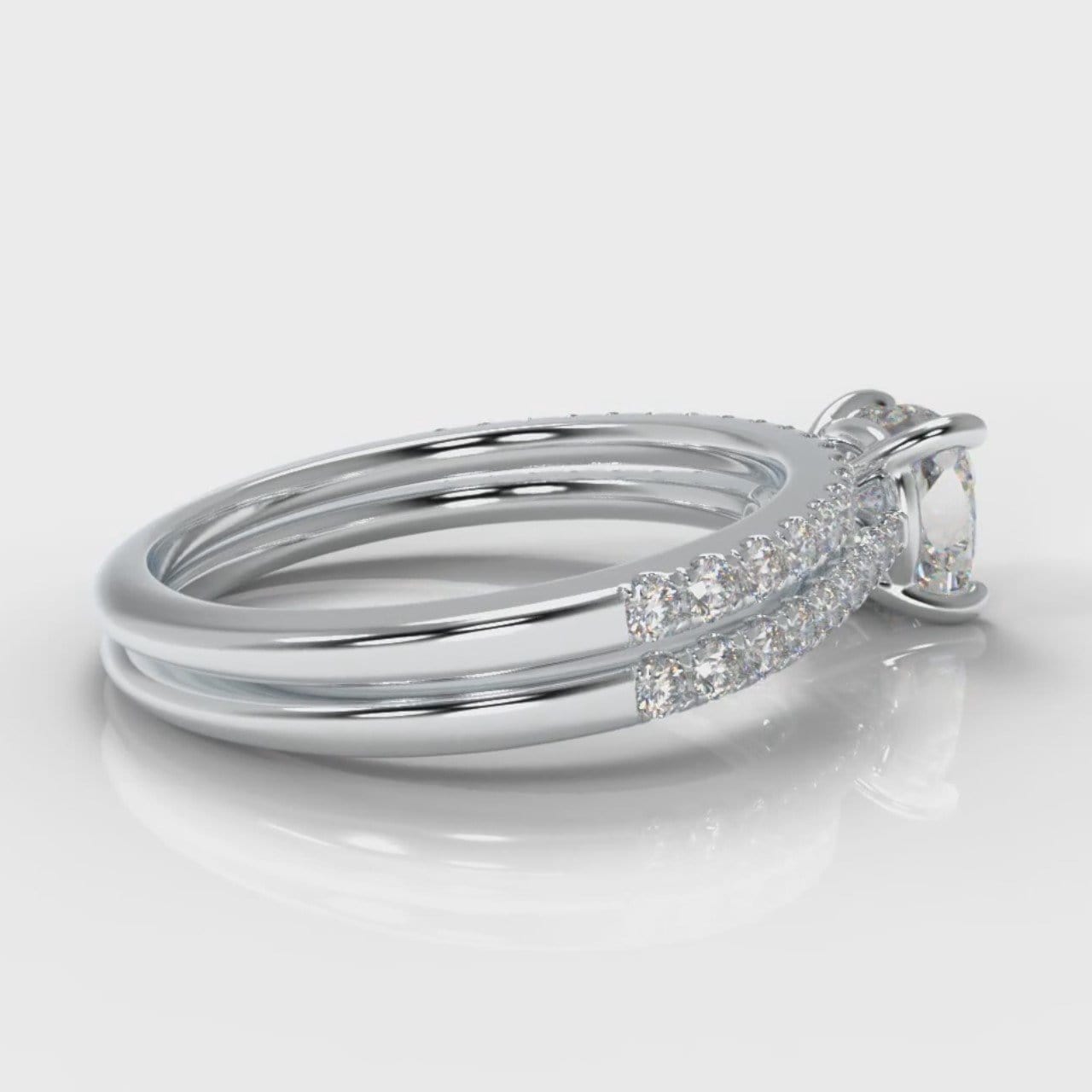 Petite Micropavé Cushion Cut Diamond Bridal Set