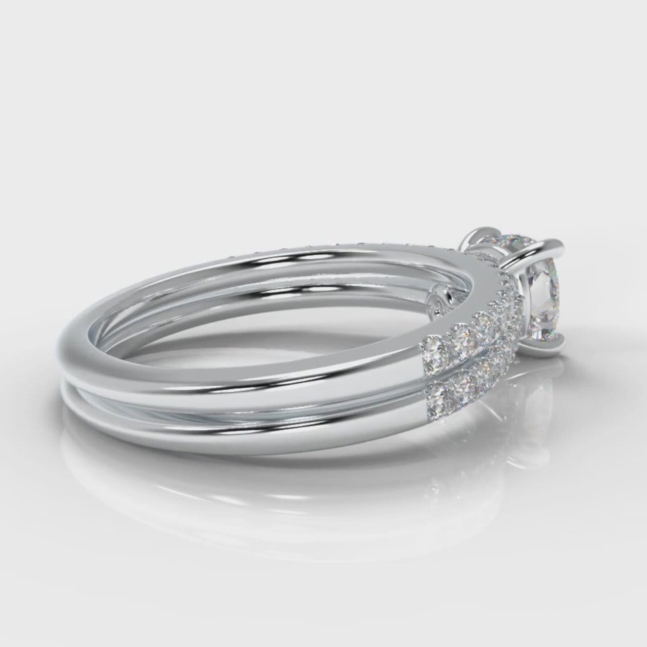 Petite Micropavé Cushion Cut Diamond Bridal Set