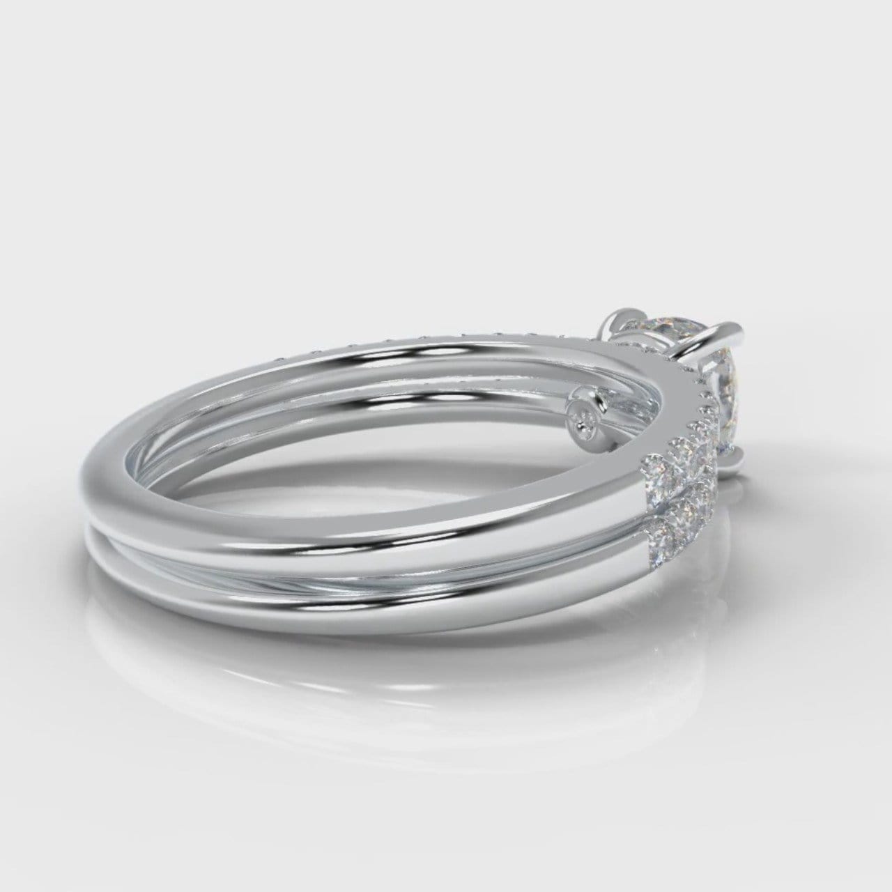 Petite Micropavé Cushion Cut Diamond Bridal Set