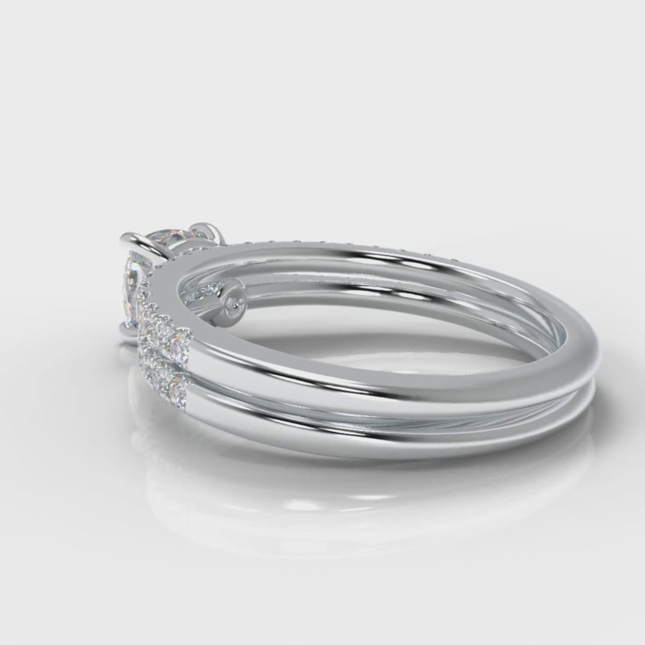 Petite Micropavé Cushion Cut Diamond Bridal Set