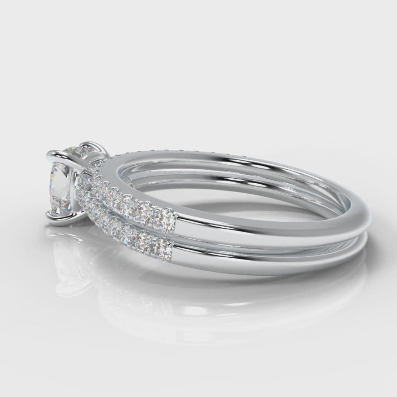 Petite Micropavé Cushion Cut Diamond Bridal Set