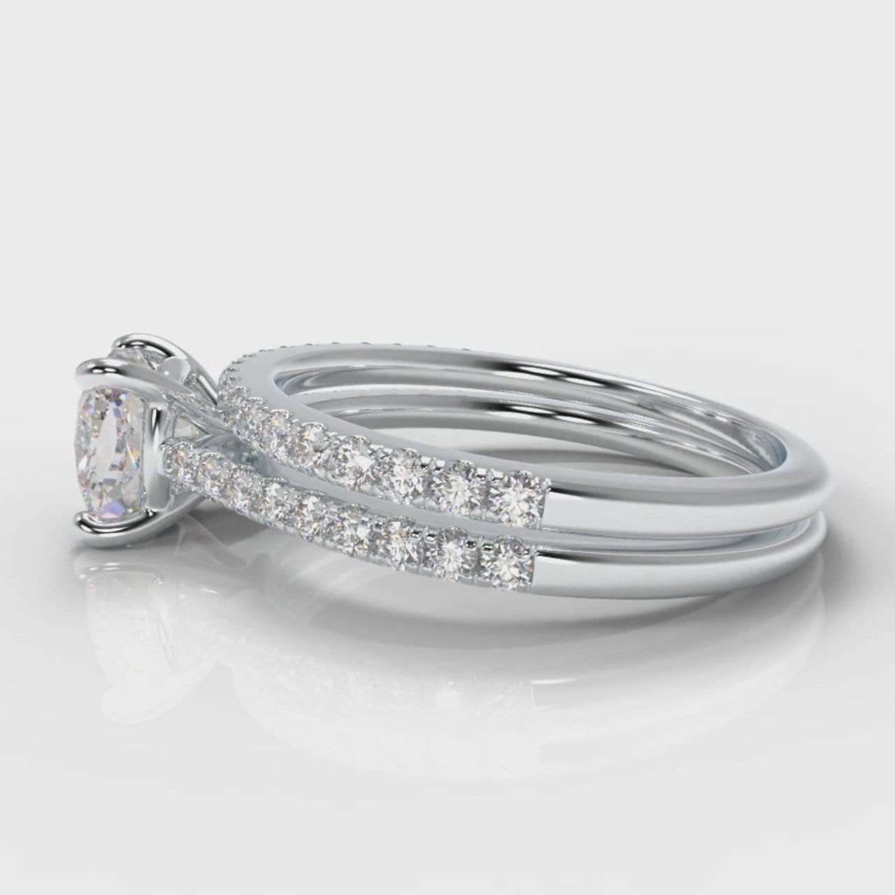 Petite Micropavé Cushion Cut Diamond Bridal Set
