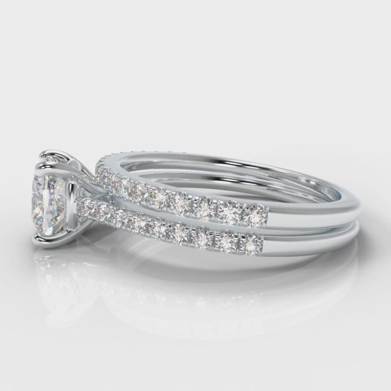 Petite Micropavé Cushion Cut Diamond Bridal Set
