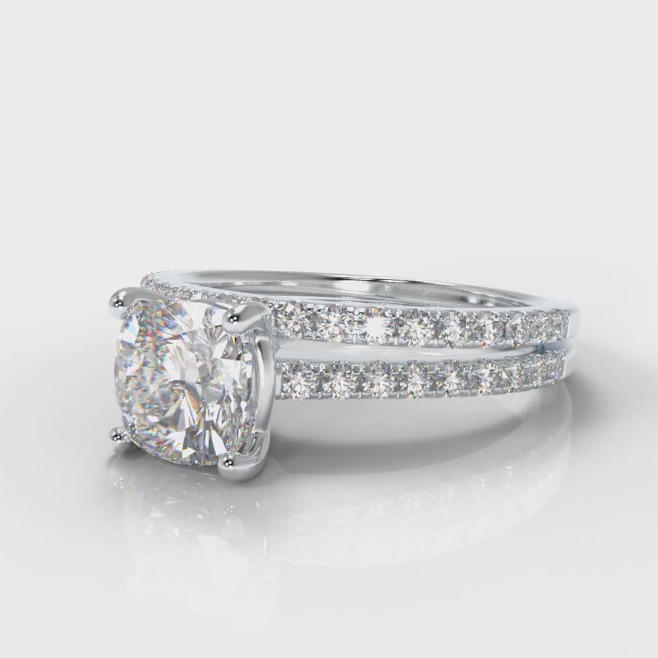 Petite Micropavé Cushion Cut Diamond Bridal Set