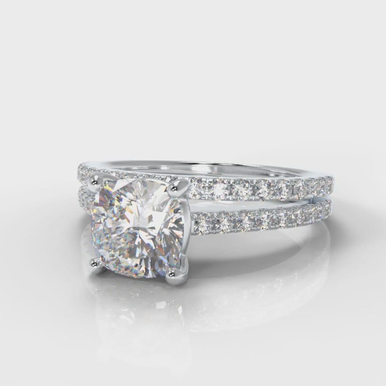 Petite Micropavé Cushion Cut Diamond Bridal Set