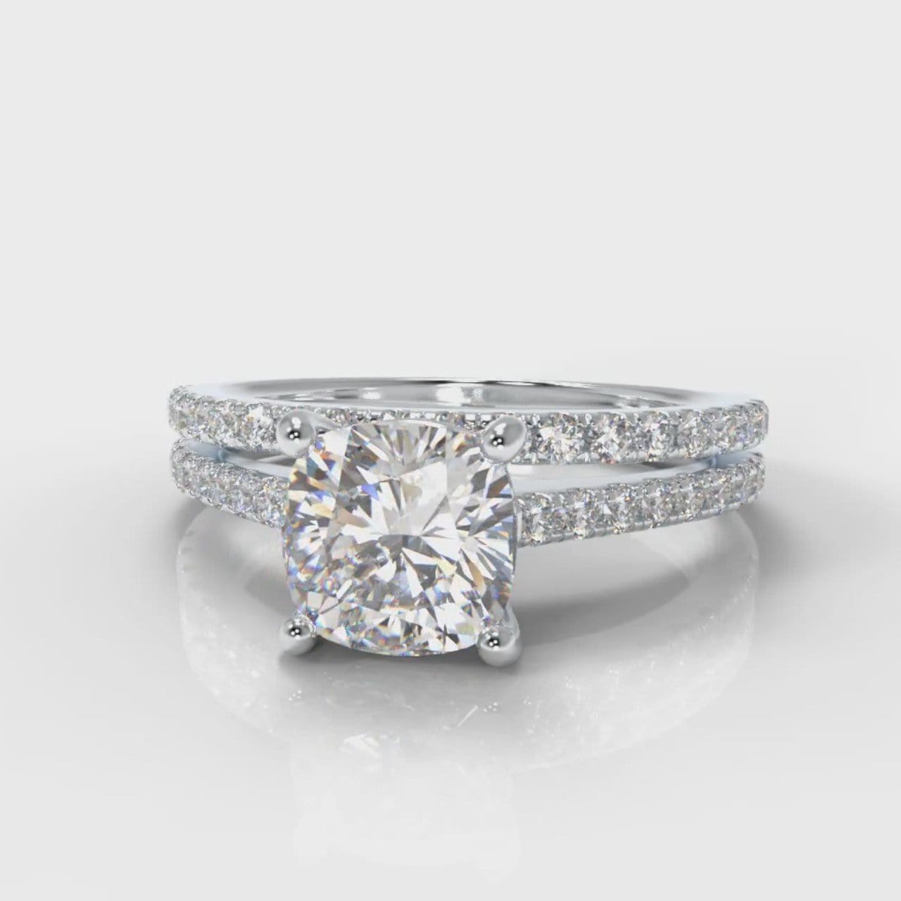 Petite Micropavé Cushion Cut Diamond Bridal Set