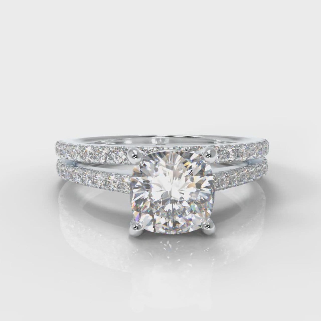 Petite Micropavé Cushion Cut Diamond Bridal Set