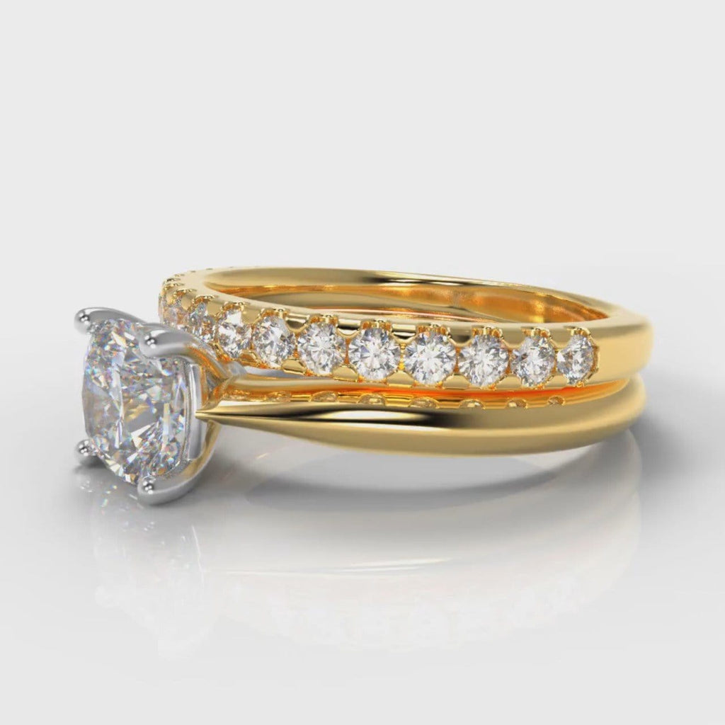 Carrée Solitaire Cushion Cut Diamond Bridal Set - Yellow Gold