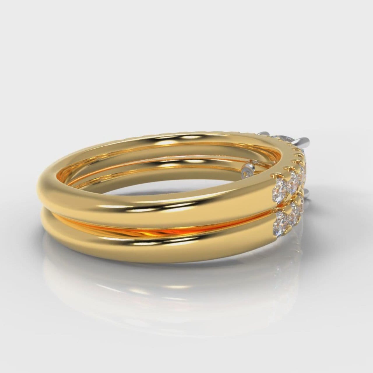 Carrée Micropavé Cushion Cut Diamond Bridal Set - Yellow Gold