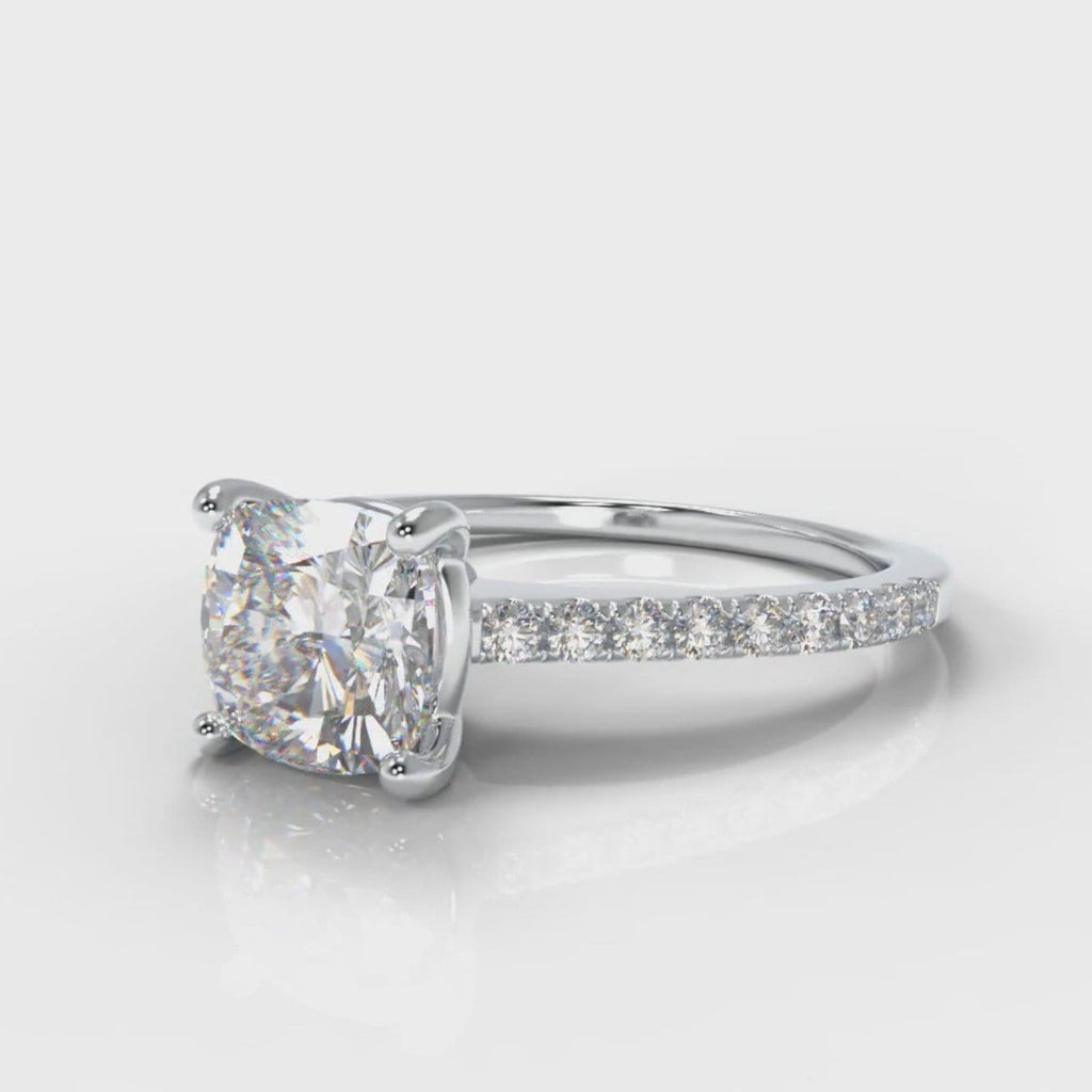 Petite Micropavé Cushion Cut Diamond Engagement Ring