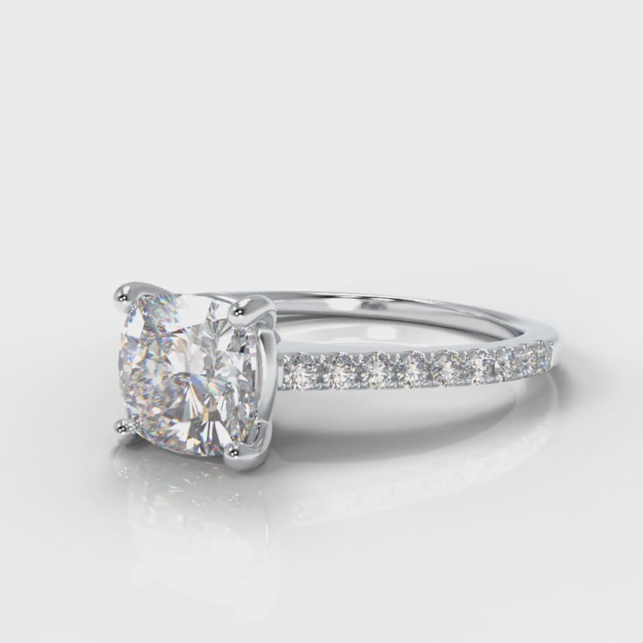 Petite Micropavé Cushion Cut Diamond Engagement Ring