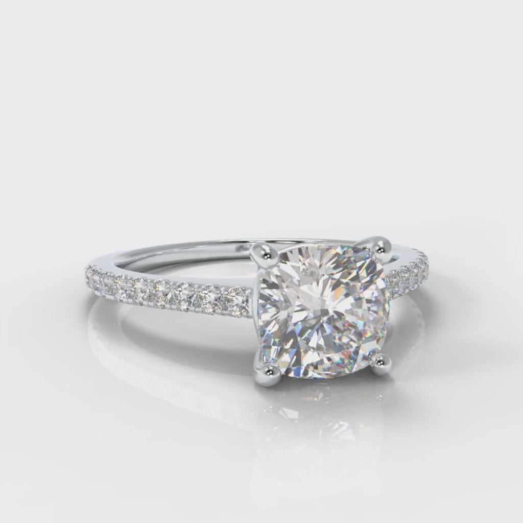 Petite Micropavé Cushion Cut Diamond Engagement Ring
