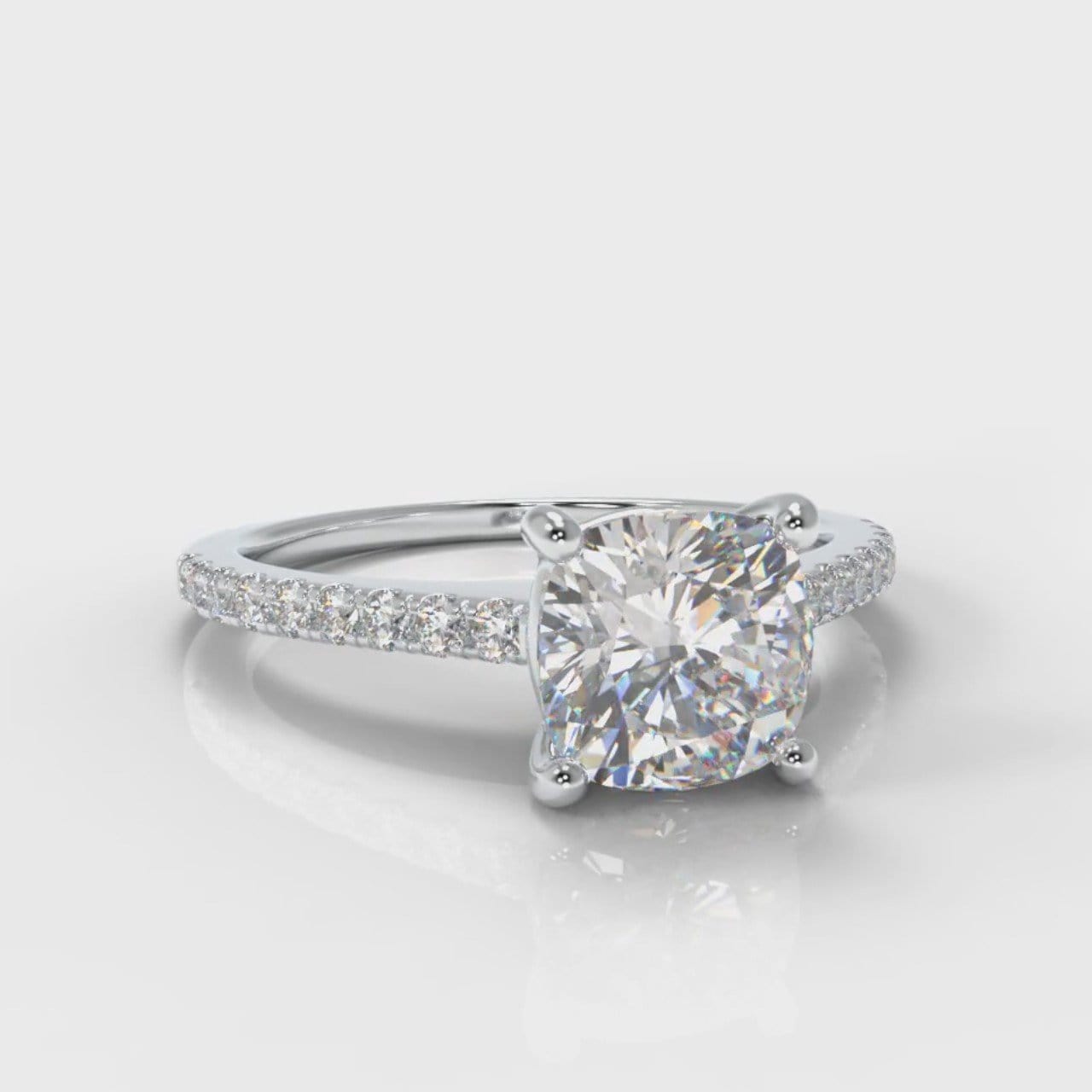 Petite Micropavé Cushion Cut Diamond Engagement Ring