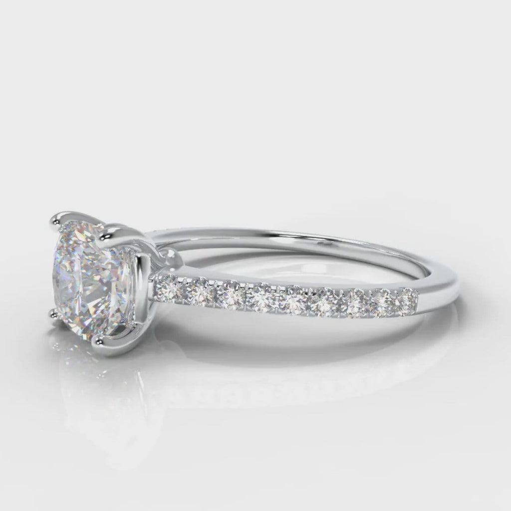 Petite Micropavé Cushion Cut Diamond Engagement Ring