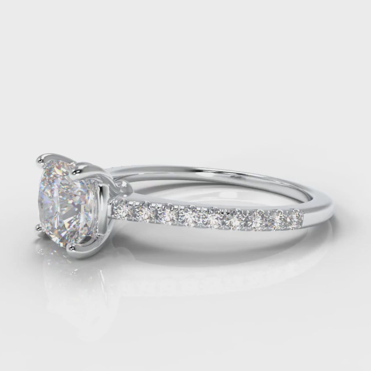 Petite Micropavé Cushion Cut Diamond Engagement Ring