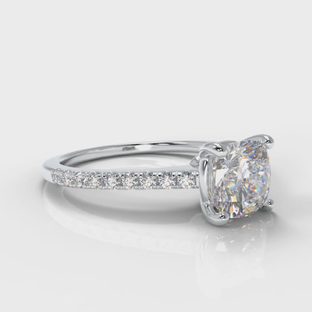 Petite Micropavé Cushion Cut Diamond Engagement Ring