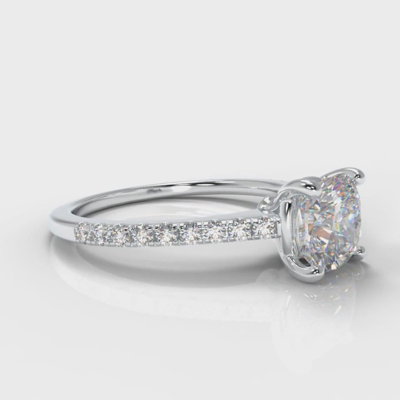 Petite Micropavé Cushion Cut Diamond Engagement Ring