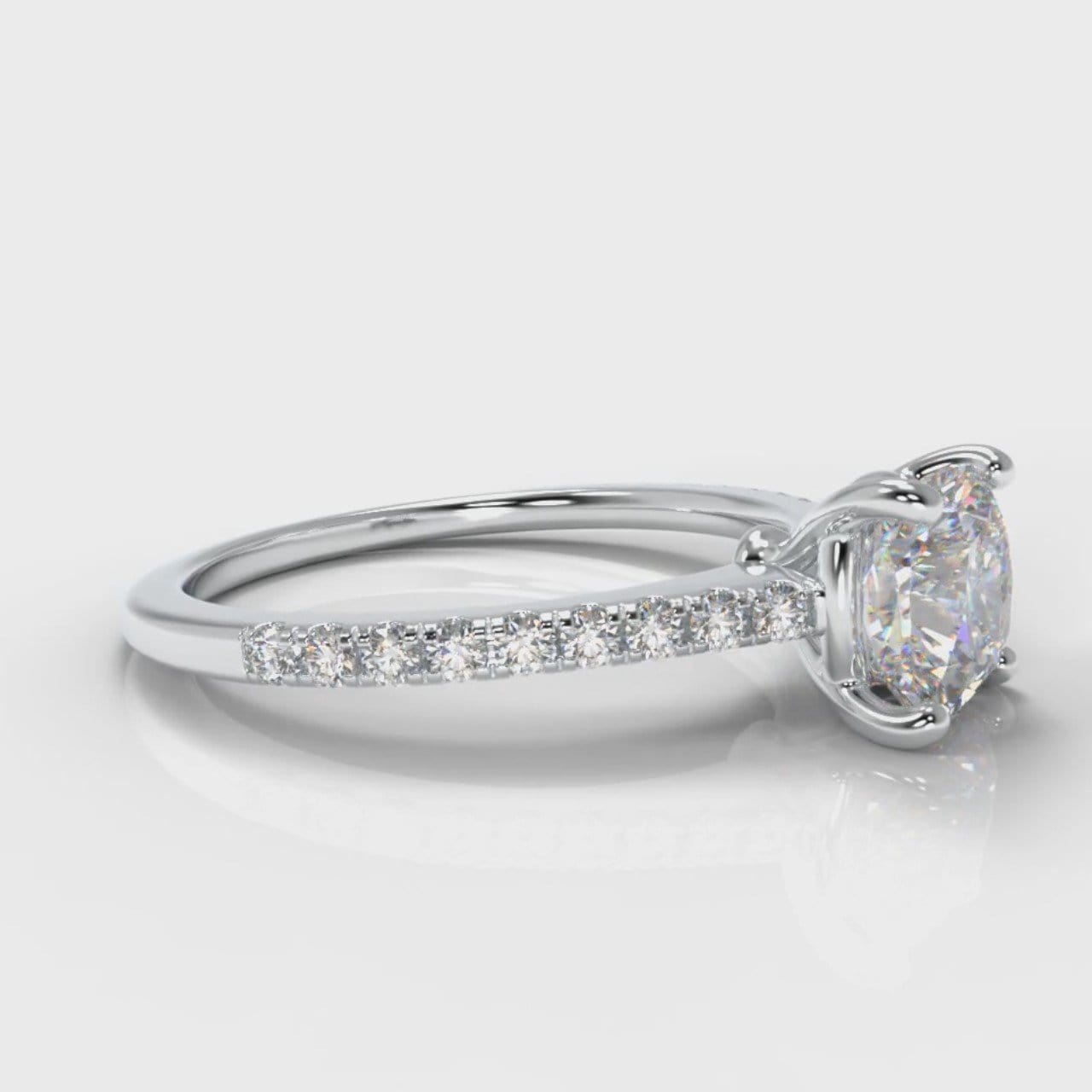 Petite Micropavé Cushion Cut Diamond Engagement Ring